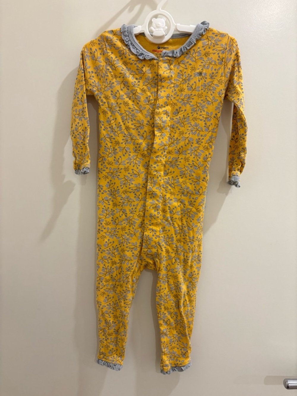 Magnetic Me Yellow Floral Ruffle-Trim Footie